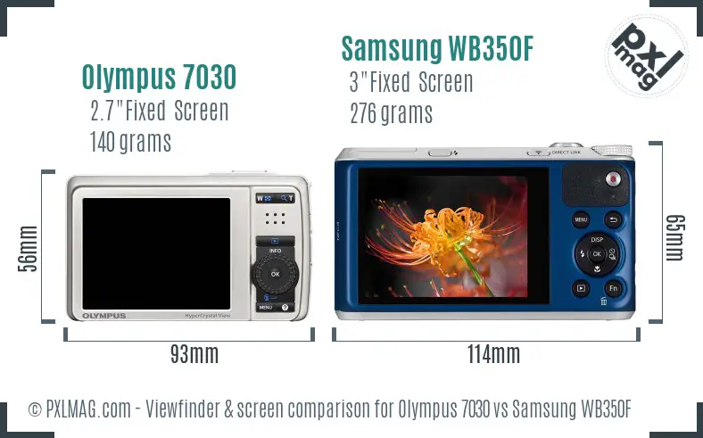Olympus 7030 vs Samsung WB350F Screen and Viewfinder comparison