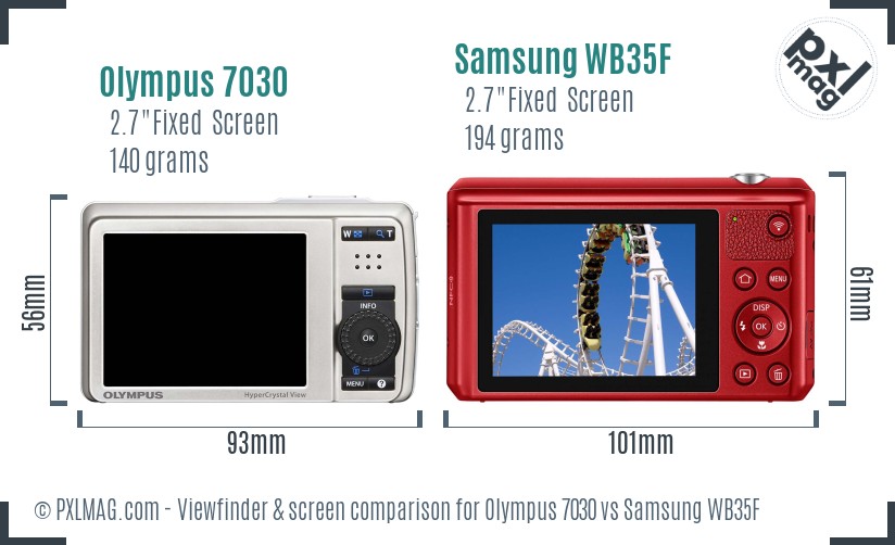 Olympus 7030 vs Samsung WB35F Screen and Viewfinder comparison