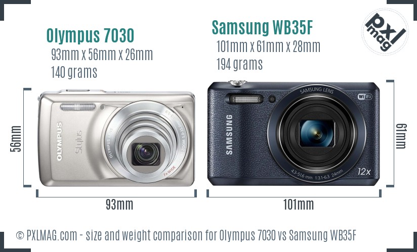 Olympus 7030 vs Samsung WB35F size comparison Olympus 7030 vs Samsung WB35F size comparison