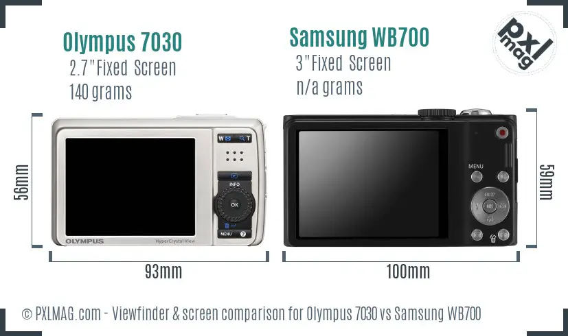 Olympus 7030 vs Samsung WB700 Screen and Viewfinder comparison