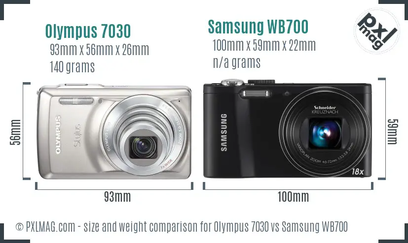Olympus 7030 vs Samsung WB700 size comparison
