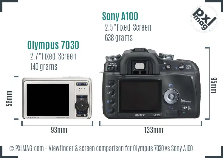 Olympus 7030 vs Sony A100 Screen and Viewfinder comparison