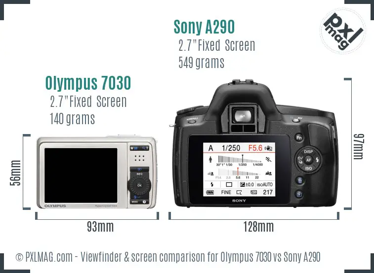Olympus 7030 vs Sony A290 Screen and Viewfinder comparison