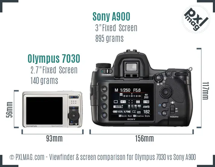 Olympus 7030 vs Sony A900 Screen and Viewfinder comparison Olympus 7030 vs Sony A900 Screen and Viewfinder comparison
