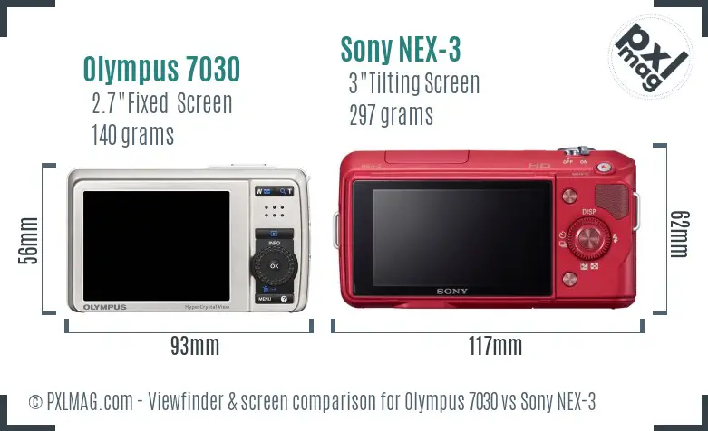 Olympus 7030 vs Sony NEX-3 Screen and Viewfinder comparison Olympus 7030 vs Sony NEX-3 Screen and Viewfinder comparison