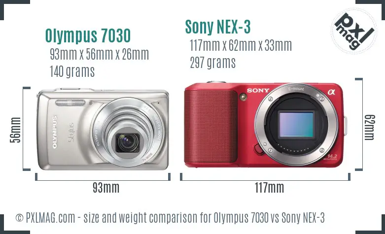 Olympus 7030 vs Sony NEX-3 size comparison Olympus 7030 vs Sony NEX-3 size comparison