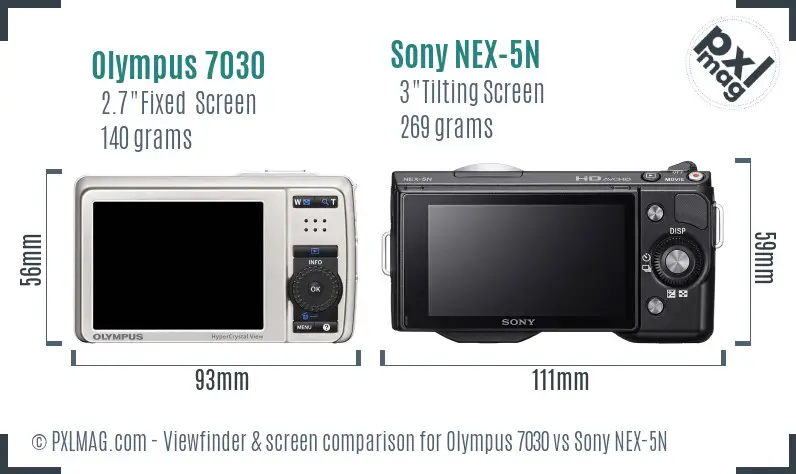 Olympus 7030 vs Sony NEX-5N Screen and Viewfinder comparison