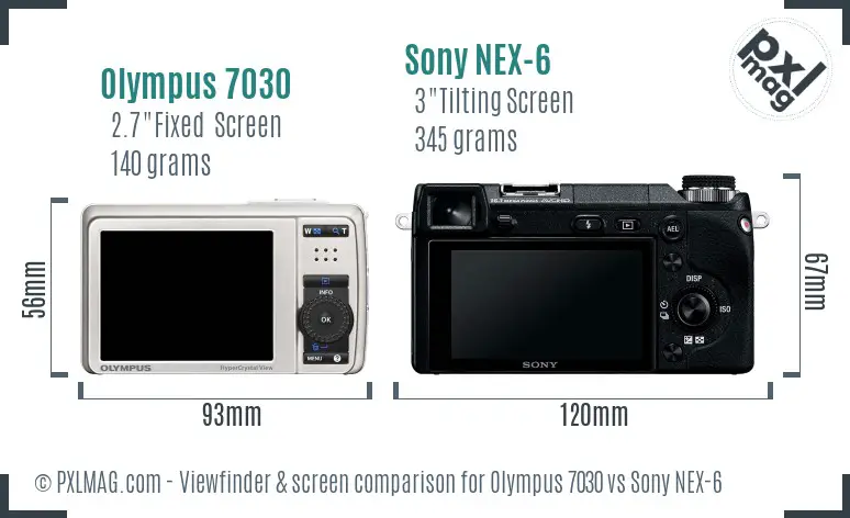 Olympus 7030 vs Sony NEX-6 Screen and Viewfinder comparison