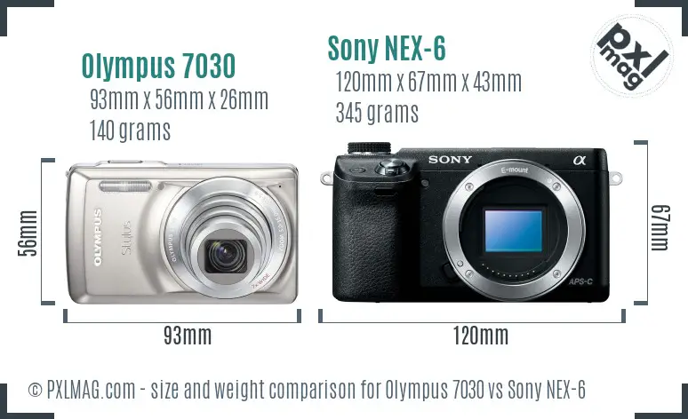 Olympus 7030 vs Sony NEX-6 size comparison