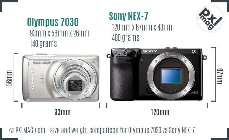 Olympus 7030 vs Sony NEX-7 size comparison