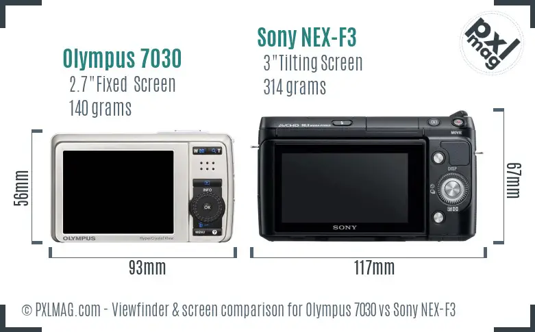 Olympus 7030 vs Sony NEX-F3 Screen and Viewfinder comparison
