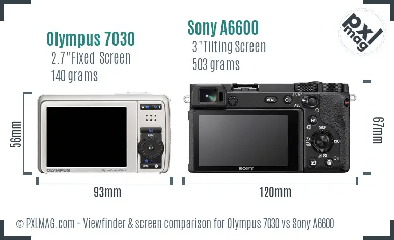 Olympus 7030 vs Sony A6600 Screen and Viewfinder comparison