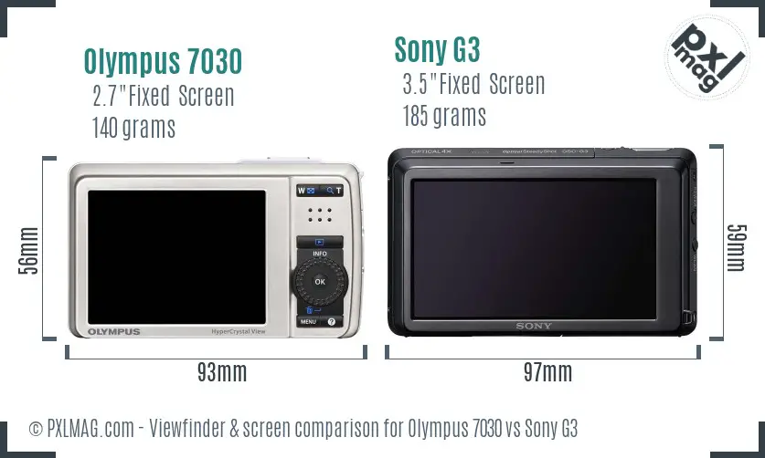 Olympus 7030 vs Sony G3 Screen and Viewfinder comparison