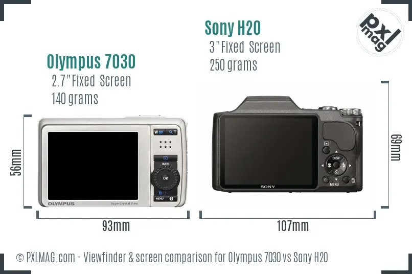 Olympus 7030 vs Sony H20 Screen and Viewfinder comparison