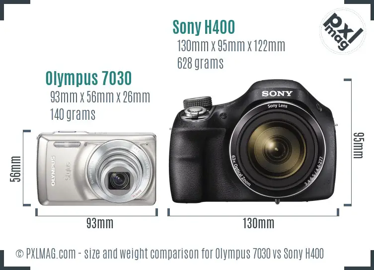 Olympus 7030 vs Sony H400 size comparison