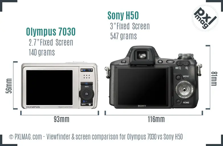 Olympus 7030 vs Sony H50 Screen and Viewfinder comparison