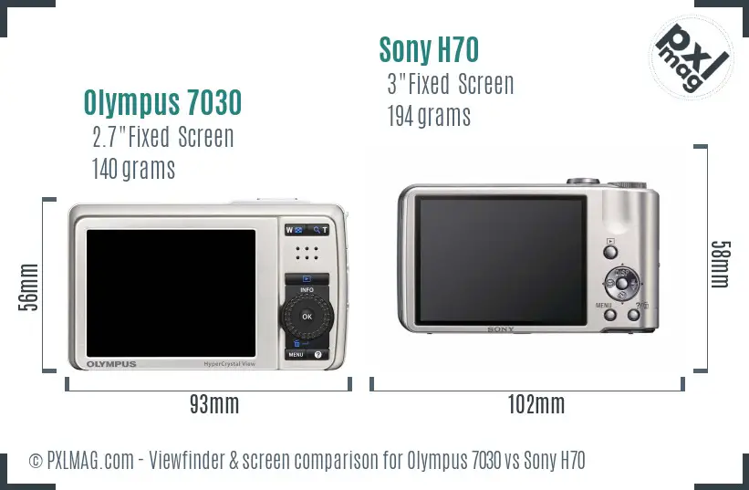 Olympus 7030 vs Sony H70 Screen and Viewfinder comparison