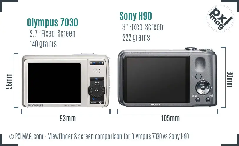 Olympus 7030 vs Sony H90 Screen and Viewfinder comparison