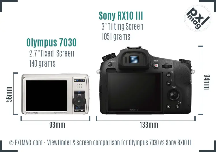 Olympus 7030 vs Sony RX10 III Screen and Viewfinder comparison