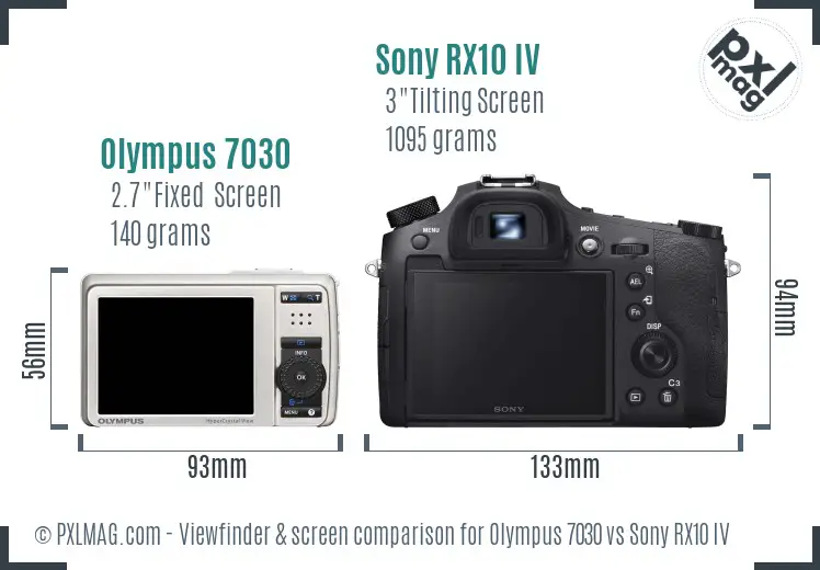 Olympus 7030 vs Sony RX10 IV Screen and Viewfinder comparison