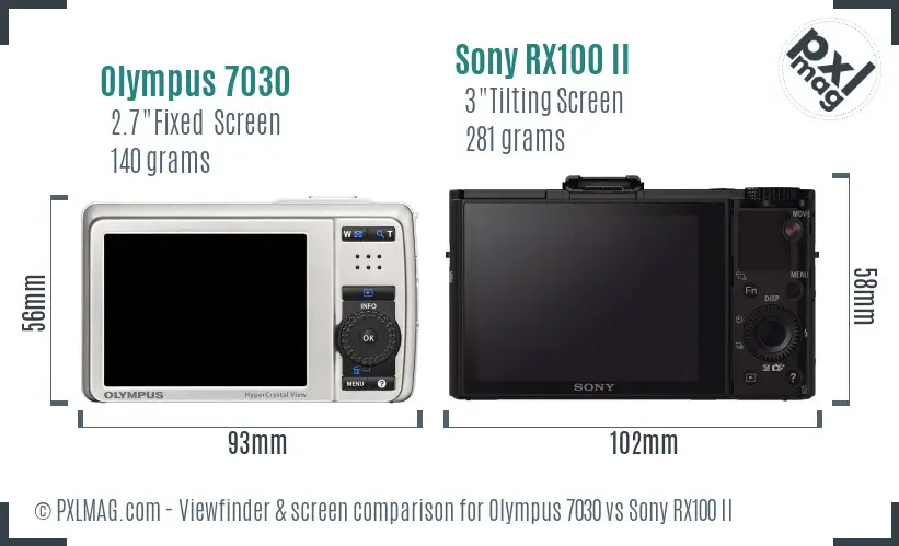 Olympus 7030 vs Sony RX100 II Screen and Viewfinder comparison