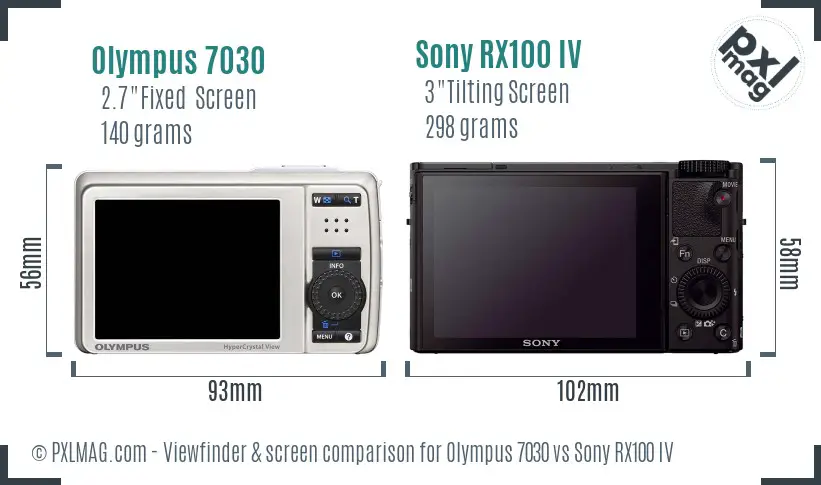 Olympus 7030 vs Sony RX100 IV Screen and Viewfinder comparison