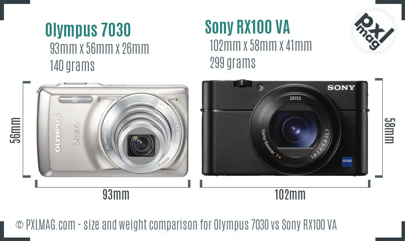 Olympus 7030 vs Sony RX100 VA size comparison