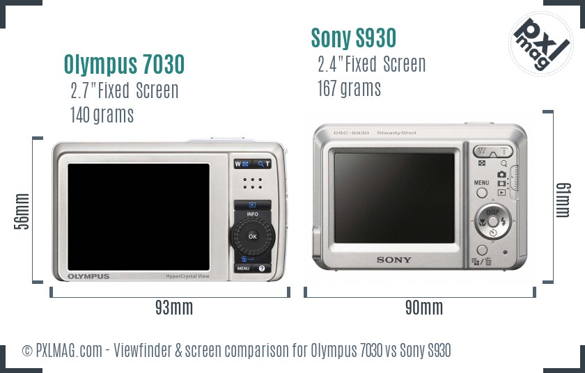 Olympus 7030 vs Sony S930 Screen and Viewfinder comparison