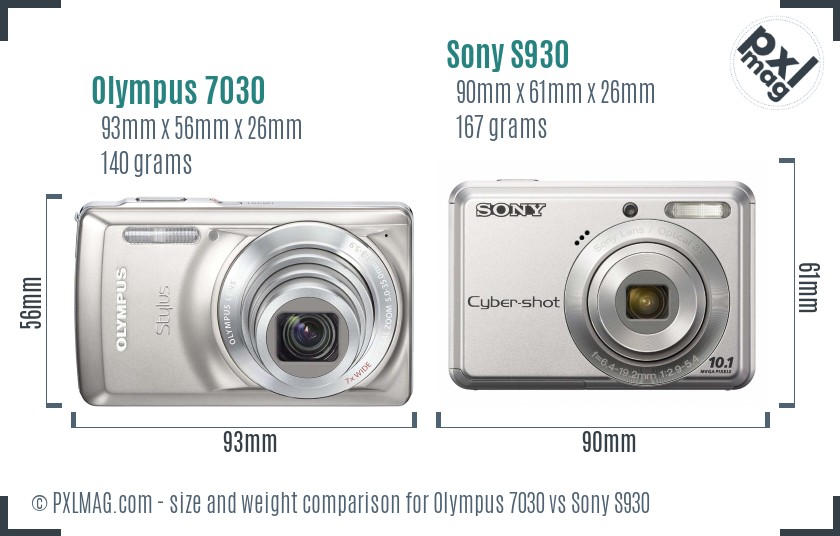 Olympus 7030 vs Sony S930 size comparison Olympus 7030 vs Sony S930 size comparison