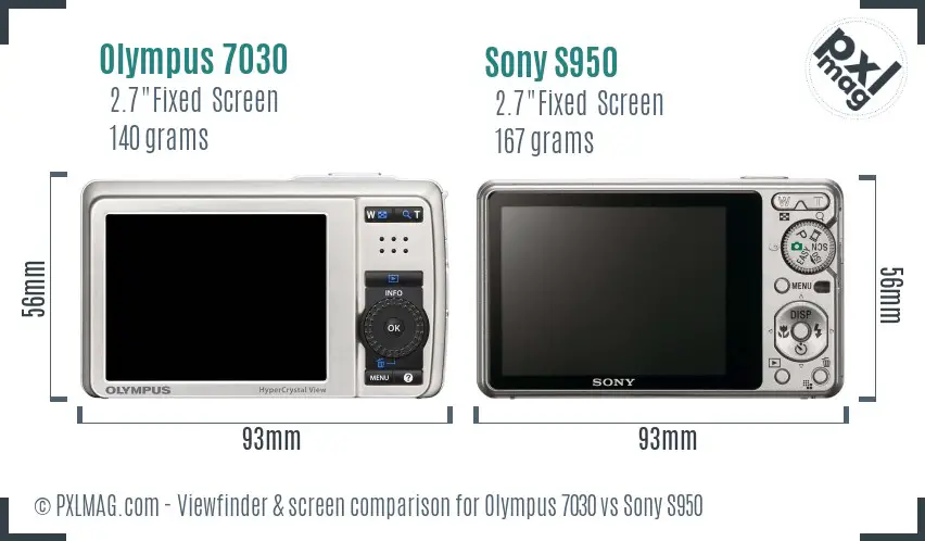 Olympus 7030 vs Sony S950 Screen and Viewfinder comparison