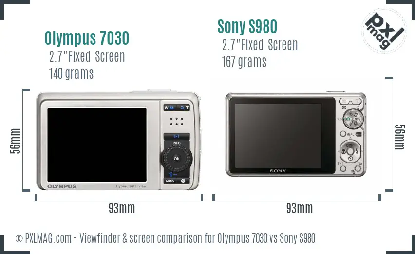 Olympus 7030 vs Sony S980 Screen and Viewfinder comparison Olympus 7030 vs Sony S980 Screen and Viewfinder comparison