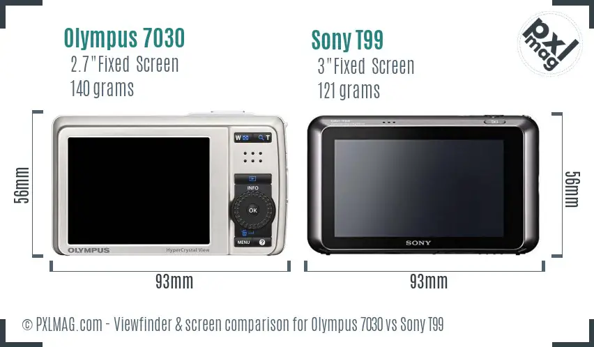 Olympus 7030 vs Sony T99 Screen and Viewfinder comparison