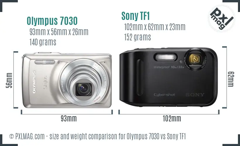 Olympus 7030 vs Sony TF1 size comparison