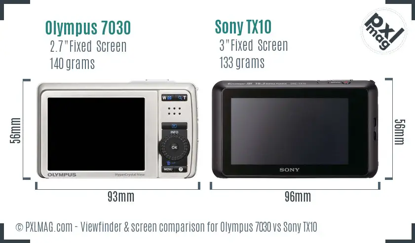 Olympus 7030 vs Sony TX10 Screen and Viewfinder comparison