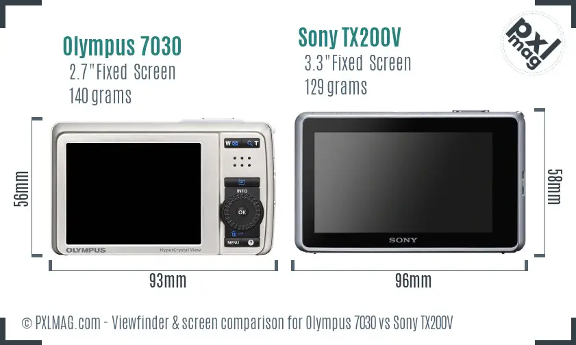 Olympus 7030 vs Sony TX200V Screen and Viewfinder comparison