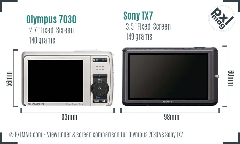 Olympus 7030 vs Sony TX7 Screen and Viewfinder comparison