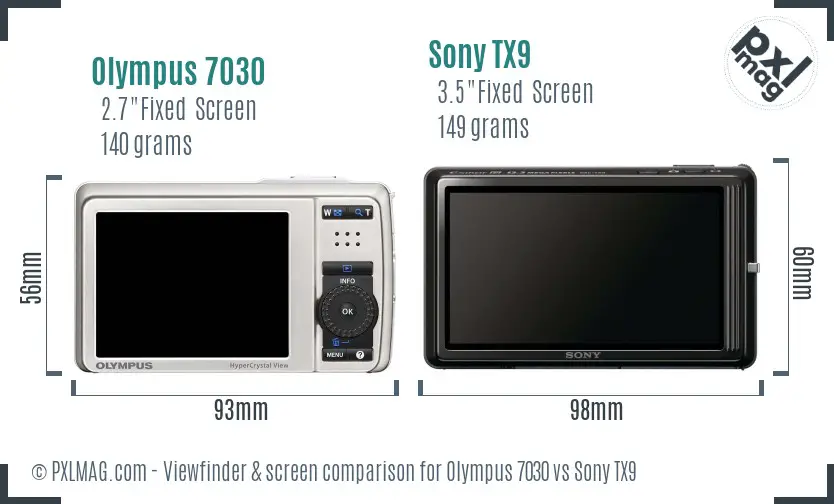 Olympus 7030 vs Sony TX9 Screen and Viewfinder comparison Olympus 7030 vs Sony TX9 Screen and Viewfinder comparison