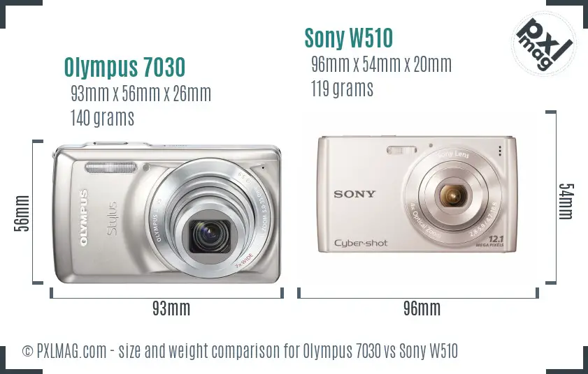 Olympus 7030 vs Sony W510 size comparison