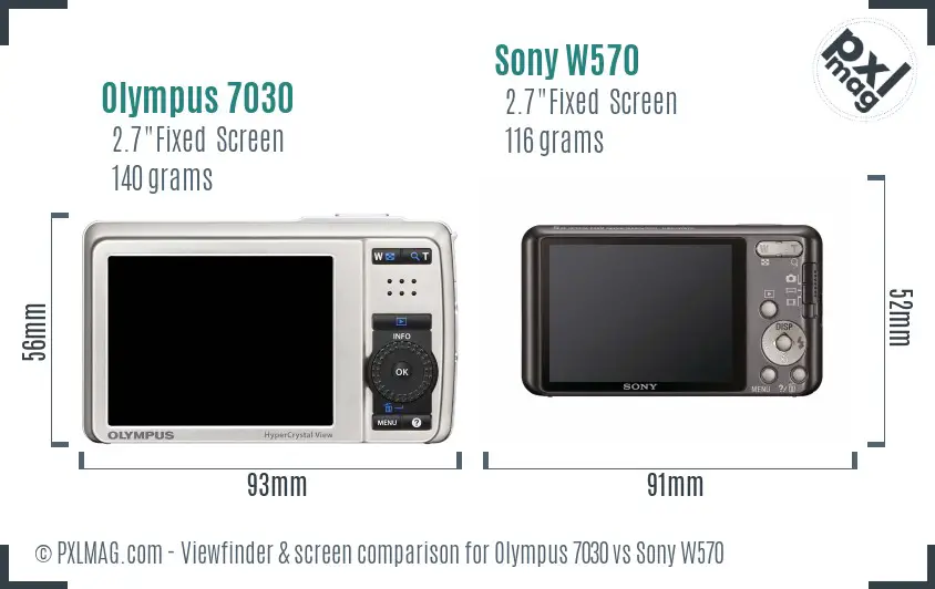 Olympus 7030 vs Sony W570 Screen and Viewfinder comparison