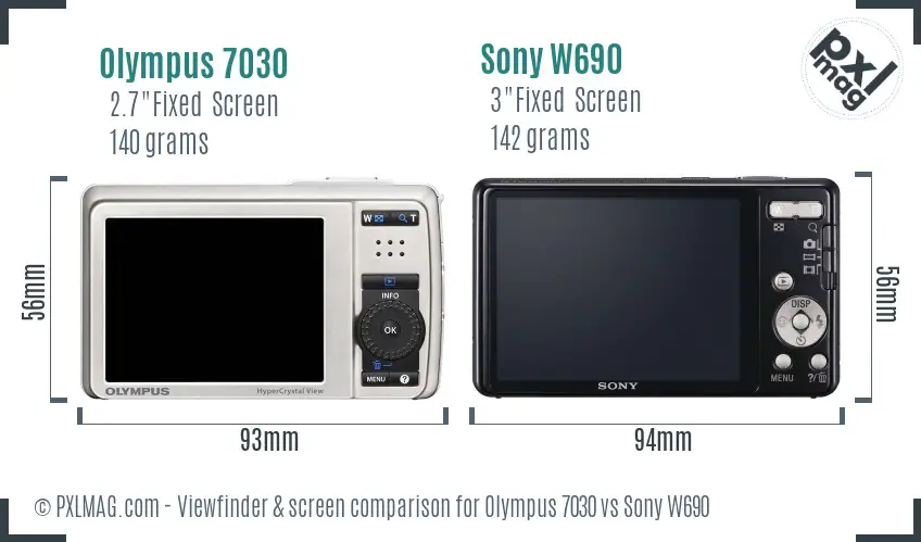 Olympus 7030 vs Sony W690 Screen and Viewfinder comparison