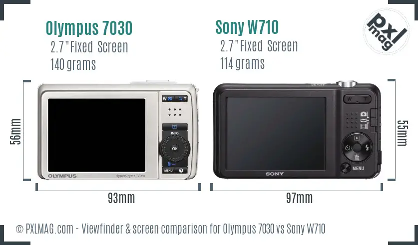 Olympus 7030 vs Sony W710 Screen and Viewfinder comparison