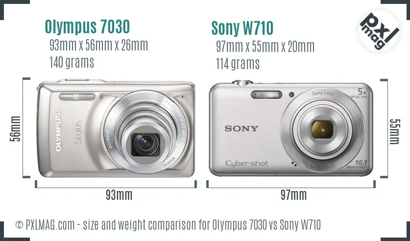 Olympus 7030 vs Sony W710 size comparison