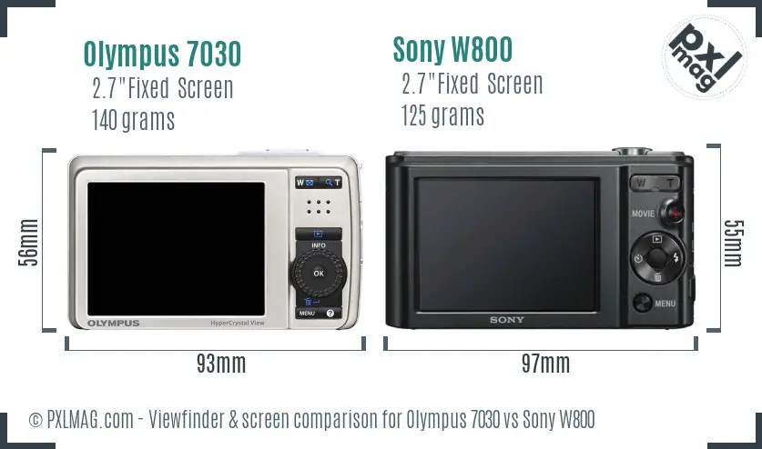 Olympus 7030 vs Sony W800 Screen and Viewfinder comparison