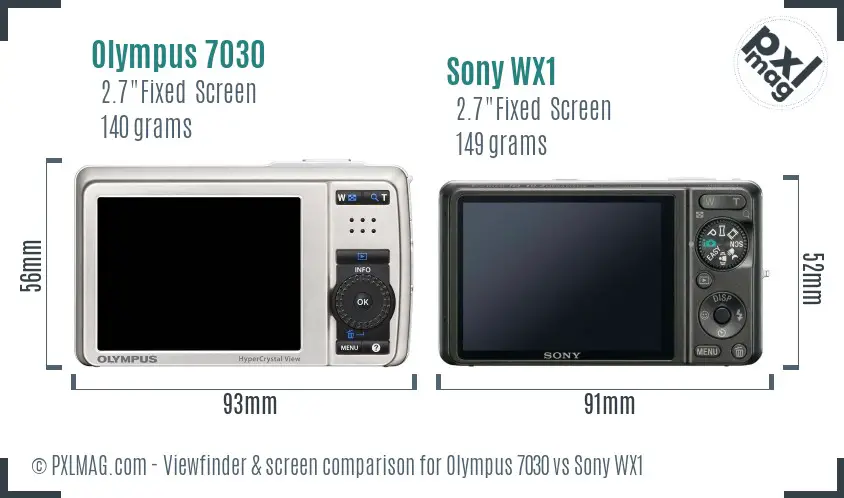 Olympus 7030 vs Sony WX1 Screen and Viewfinder comparison Olympus 7030 vs Sony WX1 Screen and Viewfinder comparison