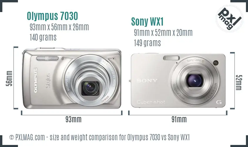 Olympus 7030 vs Sony WX1 size comparison Olympus 7030 vs Sony WX1 size comparison