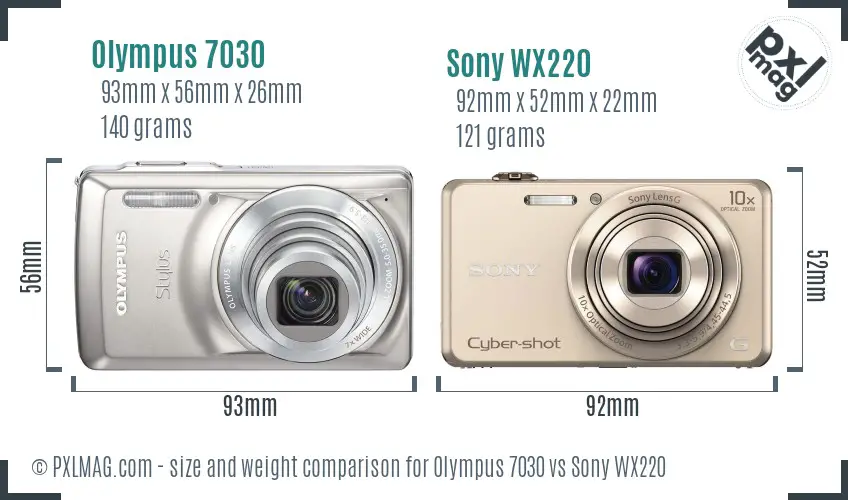 Olympus 7030 vs Sony WX220 size comparison
