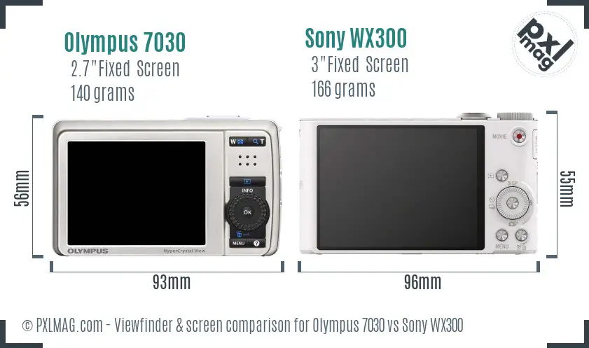 Olympus 7030 vs Sony WX300 Screen and Viewfinder comparison