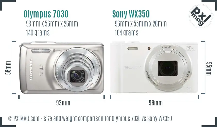 Olympus 7030 vs Sony WX350 size comparison