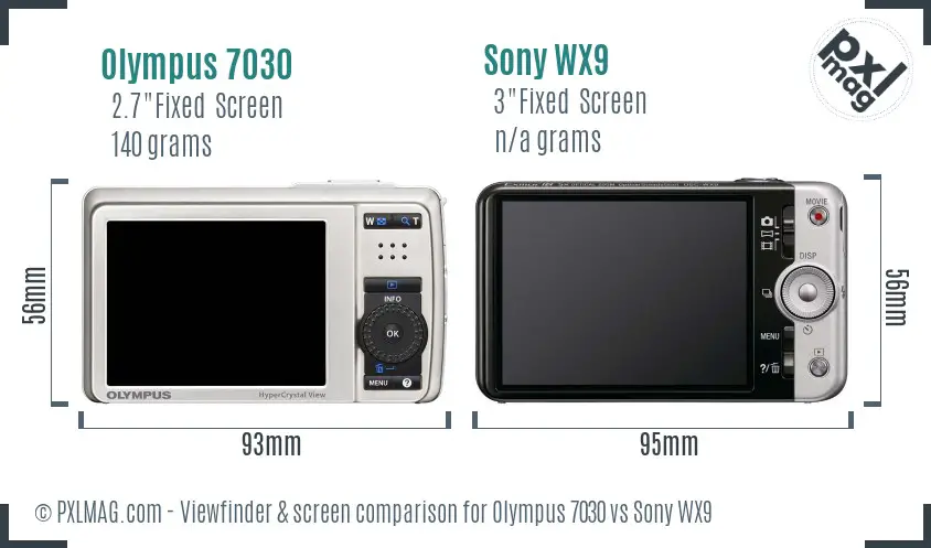 Olympus 7030 vs Sony WX9 Screen and Viewfinder comparison