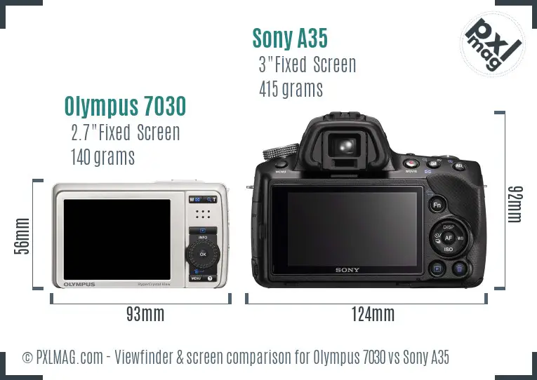Olympus 7030 vs Sony A35 Screen and Viewfinder comparison